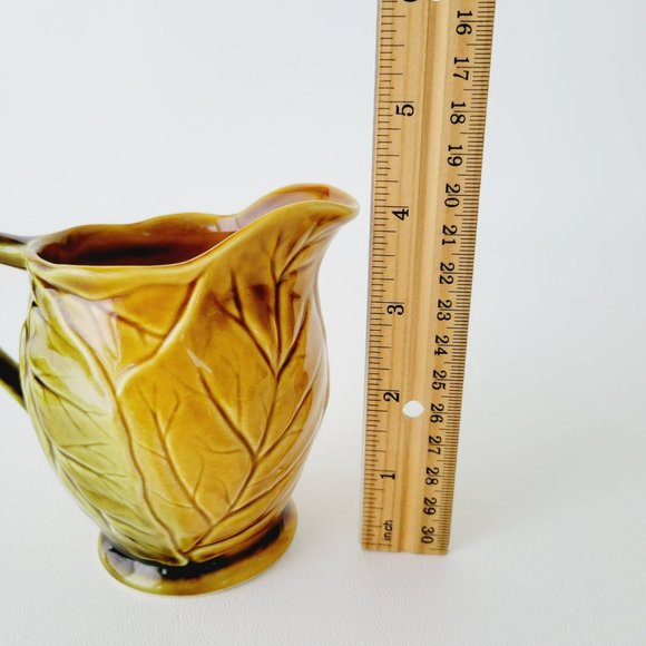 Vintage Royal Winton Grimwades Creamer with Embossed Leaves in Green/Brown Glaze - Picture 9 of 11